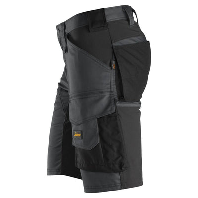 Snickers 6143 AllroundWork Slim Fit Stretch Shorts Steel Grey Black left #colour_steel-grey-black