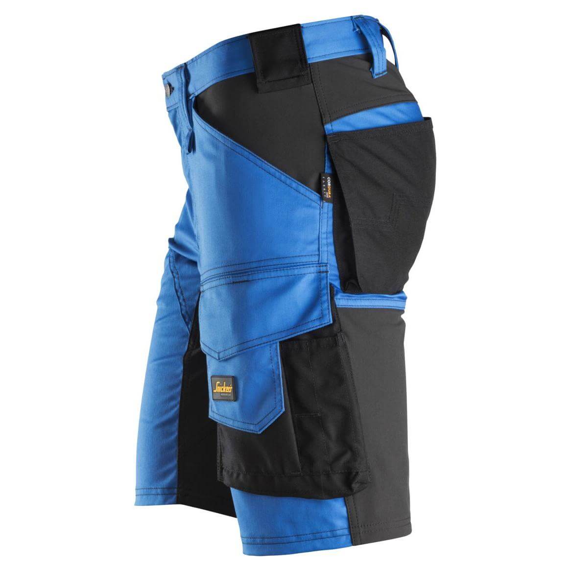 Snickers 6143 AllroundWork Slim Fit Stretch Shorts True Blue Black left #colour_true-blue-black