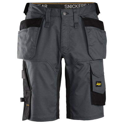 Snickers 6151 AllroundWork Stretch Loose Fit Work Shorts Holster Pockets Steel Grey Black Main #colour_steel-grey-black