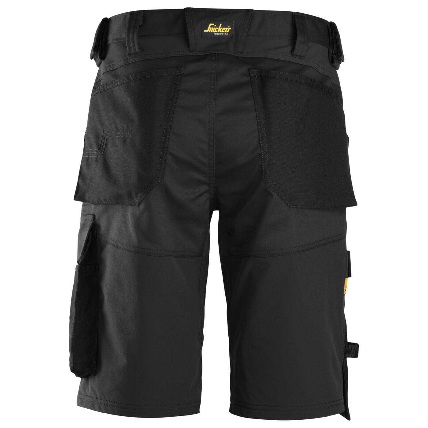 Snickers 6153 AllroundWork Stretch Loose Fit Work Shorts Black Black back #colour_black-black