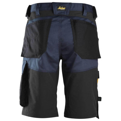 Snickers 6153 AllroundWork Stretch Loose Fit Work Shorts Navy Black back #colour_navy-black