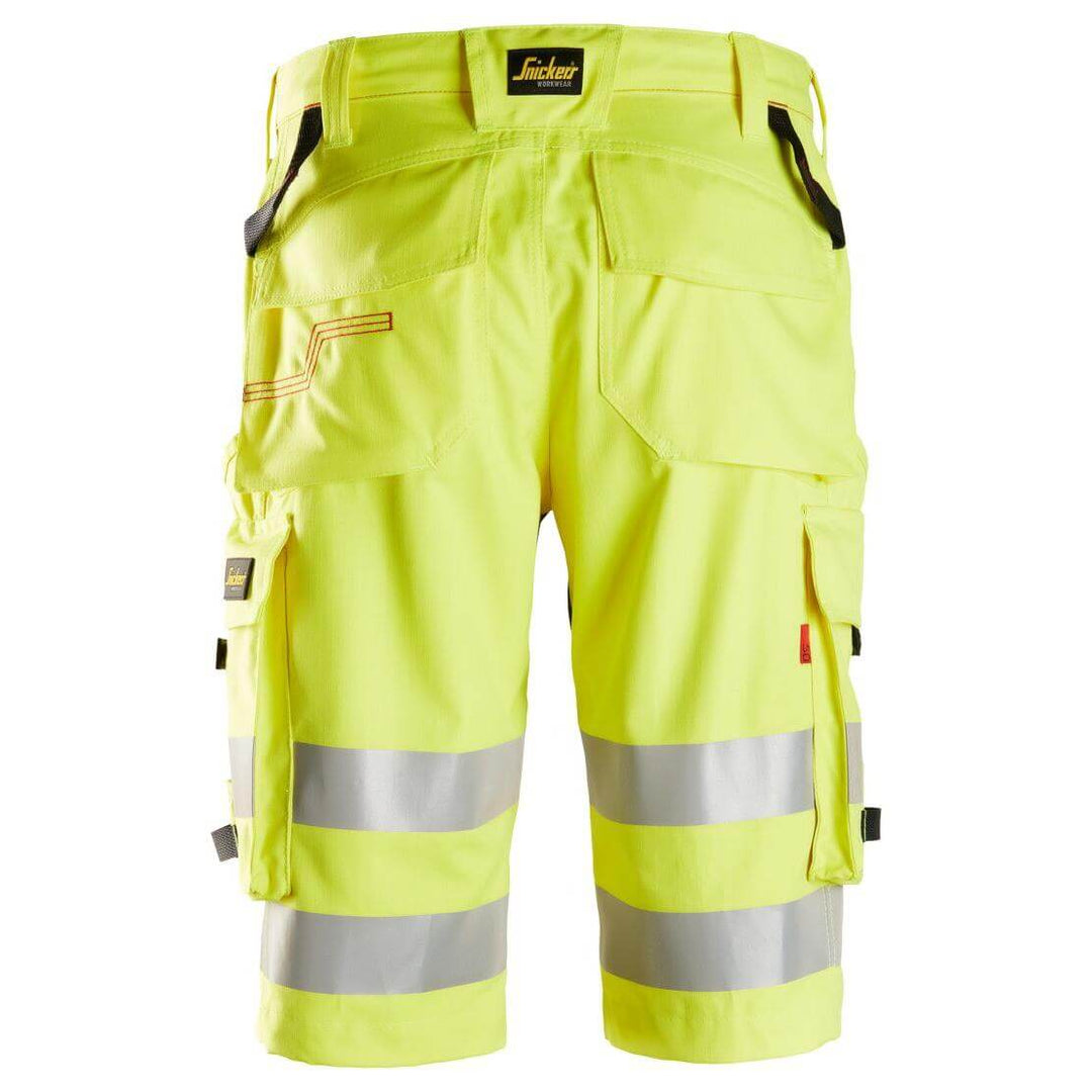 Snickers 6160 ProtecWork Hi Vis Shorts Class 1 Hi Vis Yellow back #colour_hi-vis-yellow