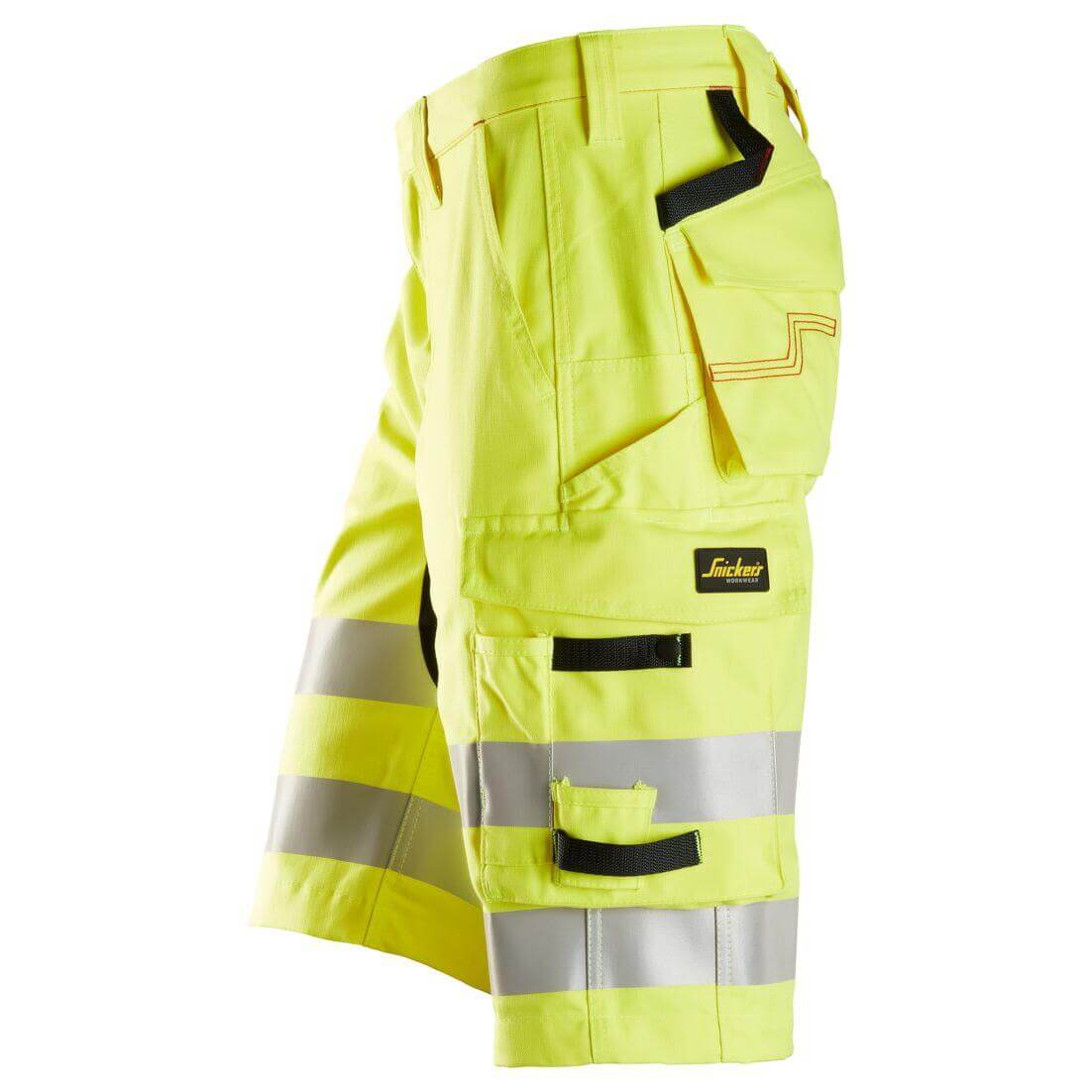 Snickers 6160 ProtecWork Hi Vis Shorts Class 1 Hi Vis Yellow left #colour_hi-vis-yellow