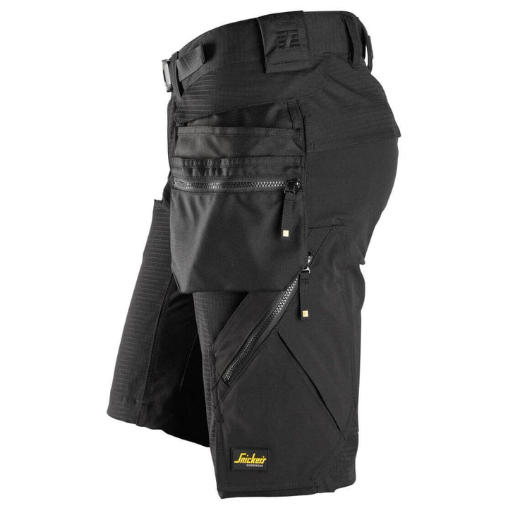 Snickers 6172 FlexiWork Slim Fit Ripstop Shorts with Detachable Holster Pockets Black Black left #colour_black-black