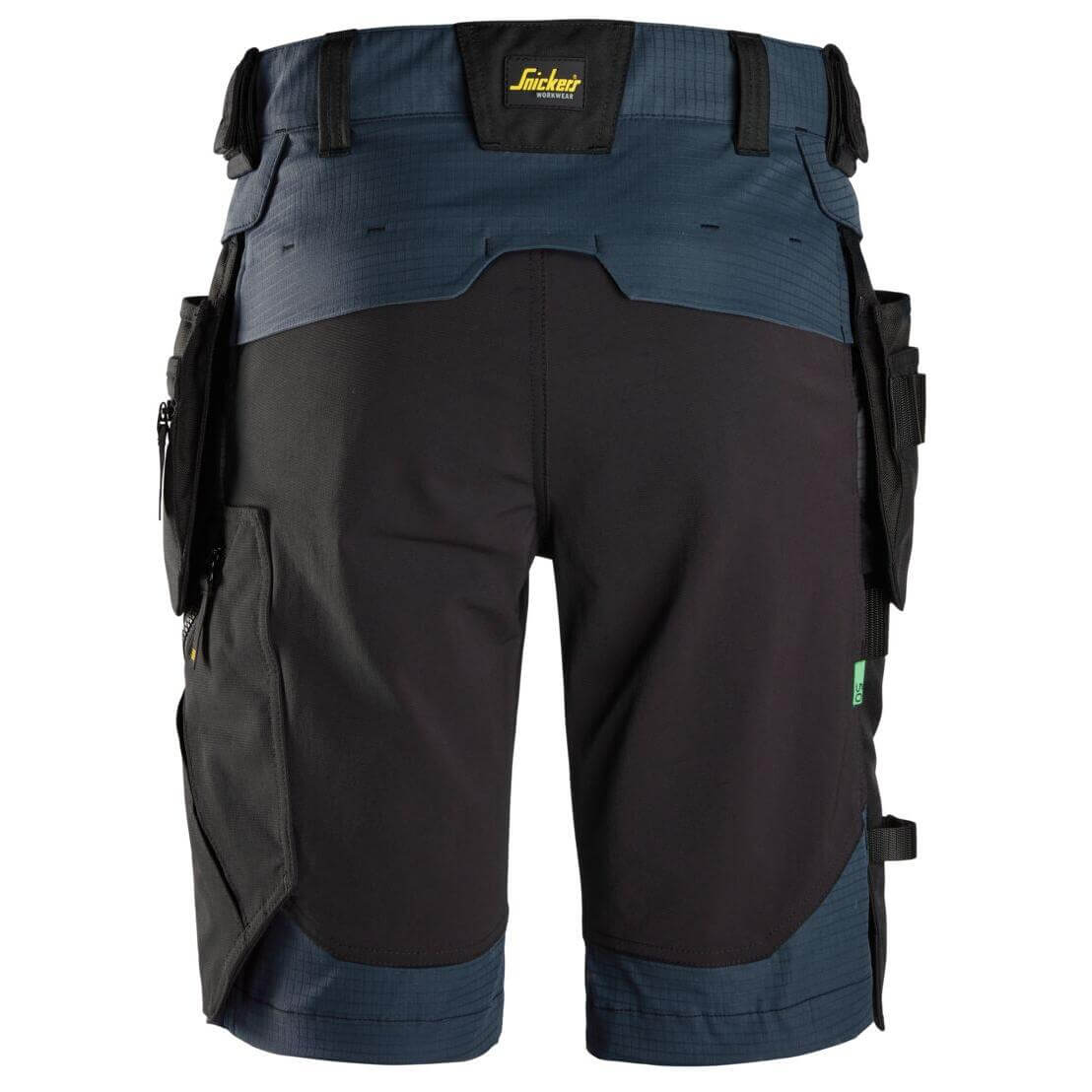 Snickers 6172 FlexiWork Slim Fit Ripstop Shorts with Detachable Holster Pockets Navy Black back #colour_navy-black