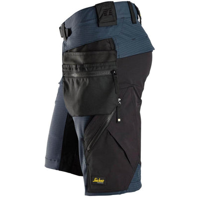Snickers 6172 FlexiWork Slim Fit Ripstop Shorts with Detachable Holster Pockets Navy Black left #colour_navy-black