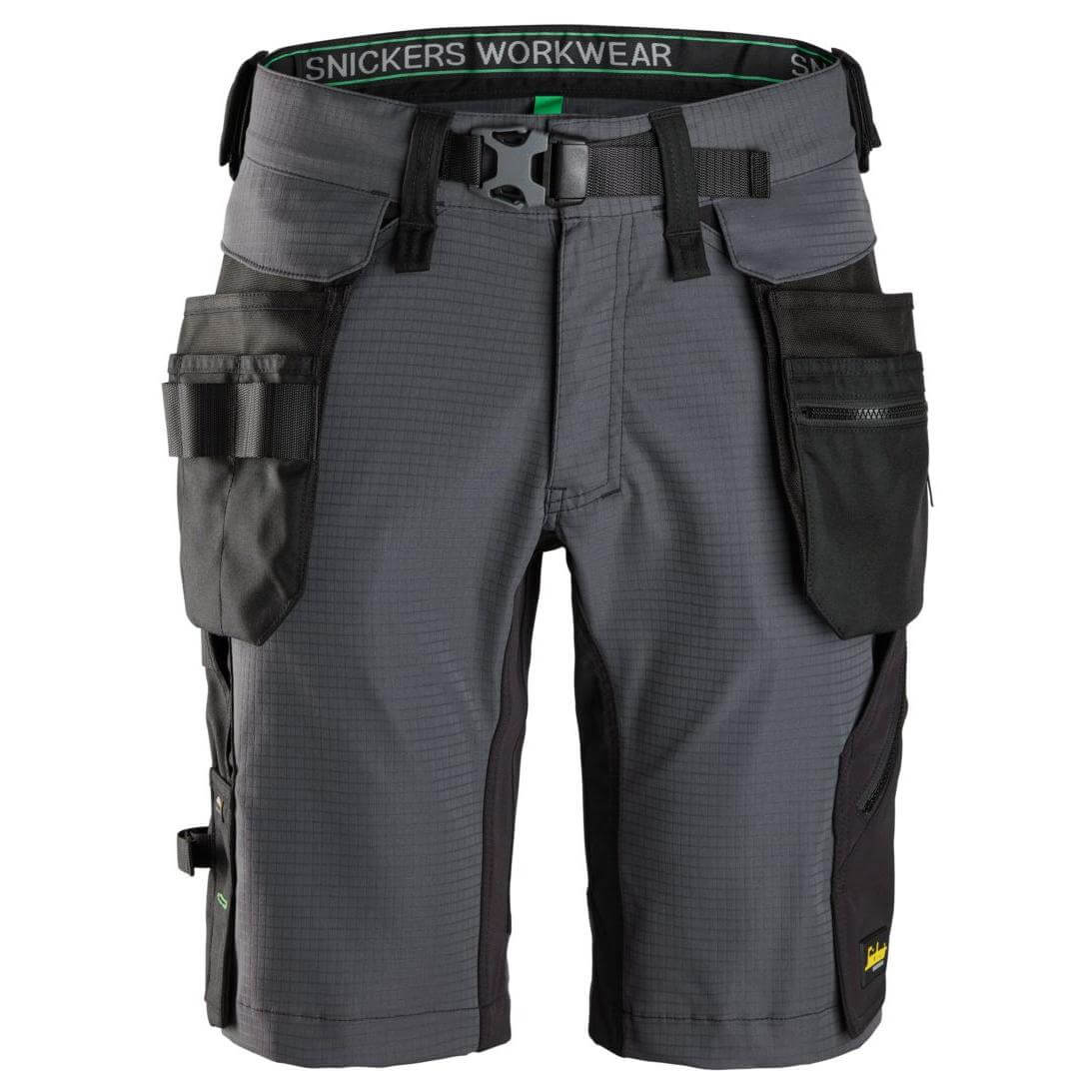 Snickers 6172 FlexiWork Slim Fit Ripstop Shorts with Detachable Holster Pockets Steel Grey Black Main #colour_steel-grey-black