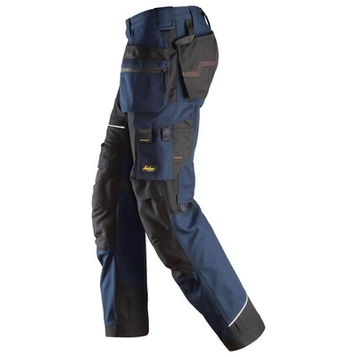Snickers 6214 RuffWork Canvas+ Hard Wearing Work Trousers with Holster Pockets Navy Black left #colour_navy-black