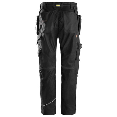 Snickers 6215 RuffWork Hard Wearing Work Trousers with Holster Pockets Black Black back #colour_black-black