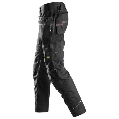 Snickers 6215 RuffWork Hard Wearing Work Trousers with Holster Pockets Black Black left #colour_black-black