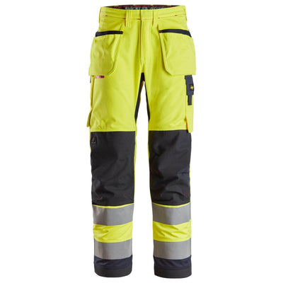 Snickers 6260 ProtecWork Hi Vis Work Trousers with Holster Pockets Class 2 Hi Vis Yellow Navy Blue 3710005 #colour_hi-vis-yellow-navy-blue