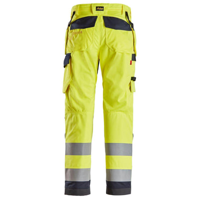 Snickers 6260 ProtecWork Hi Vis Work Trousers with Holster Pockets Class 2 Hi Vis Yellow Navy Blue back3823278 #colour_hi-vis-yellow-navy-blue