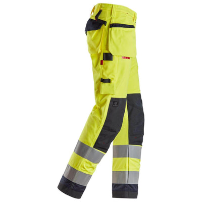 Snickers 6260 ProtecWork Hi Vis Work Trousers with Holster Pockets Class 2 Hi Vis Yellow Navy Blue right3710004 #colour_hi-vis-yellow-navy-blue