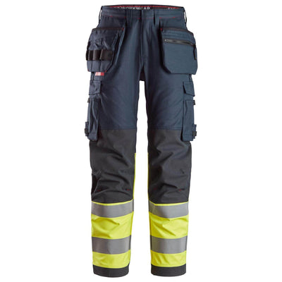 Snickers 6263 ProtecWork Hi Vis Work Trousers with Holster Pockets Class 1 Navy Hi Visibilty Yellow 3823289 #colour_navy-hi-visibilty-yellow