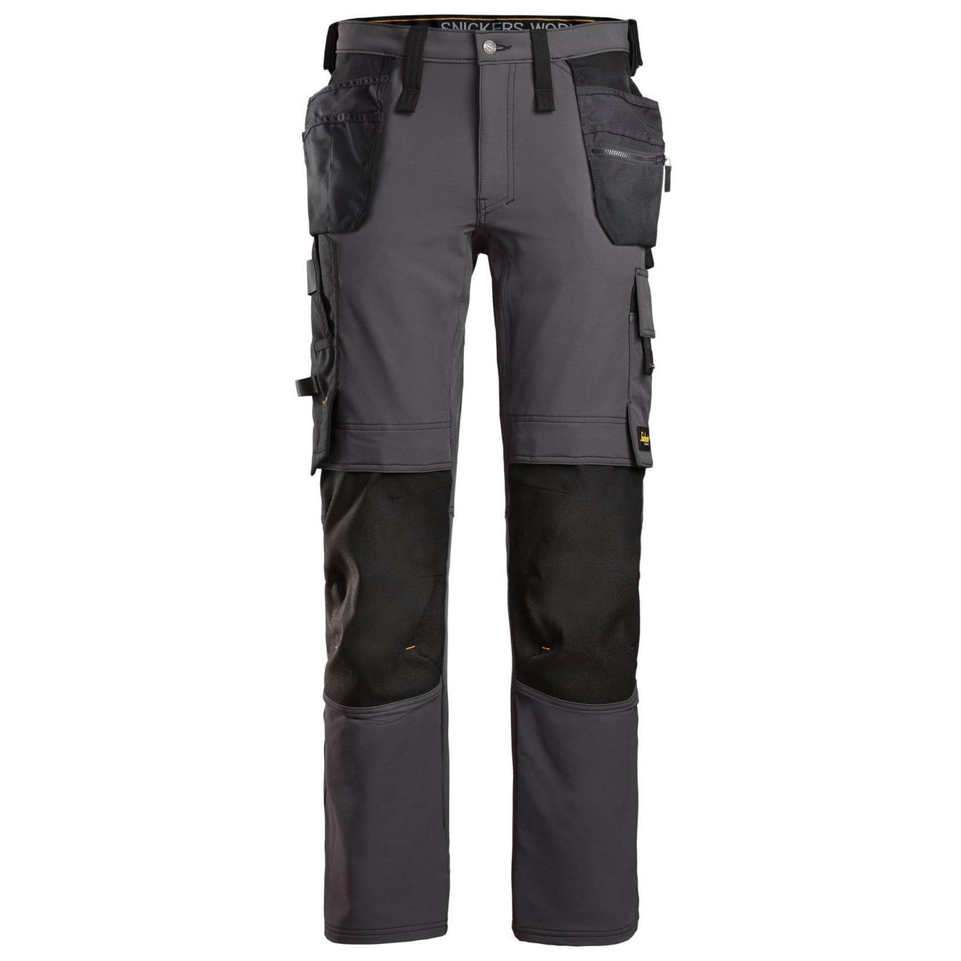 Snickers 6271 AllroundWork Full Stretch Slim Fit Trousers with Holster Pockets Steel Grey Black Main #colour_steel-grey-black