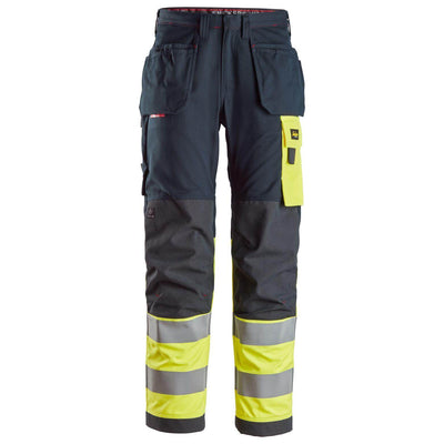 Snickers 6276 ProtecWork Hi Vis Work Trousers Holster Pockets Class 1 Navy Hi Visibilty Yellow Main #colour_navy-hi-visibilty-yellow