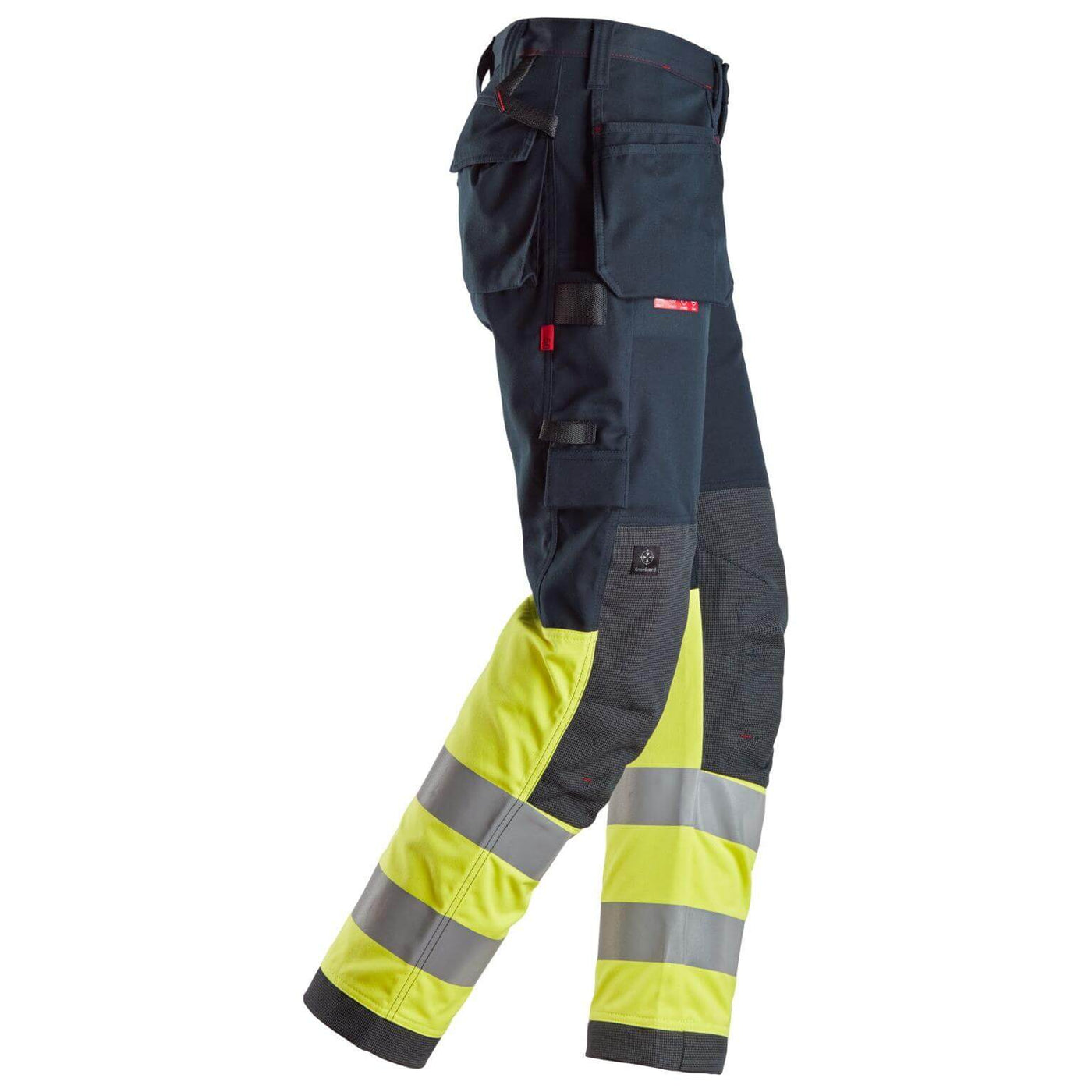 Snickers 6276 ProtecWork Hi Vis Work Trousers Holster Pockets Class 1 Navy Hi Visibilty Yellow right #colour_navy-hi-visibilty-yellow