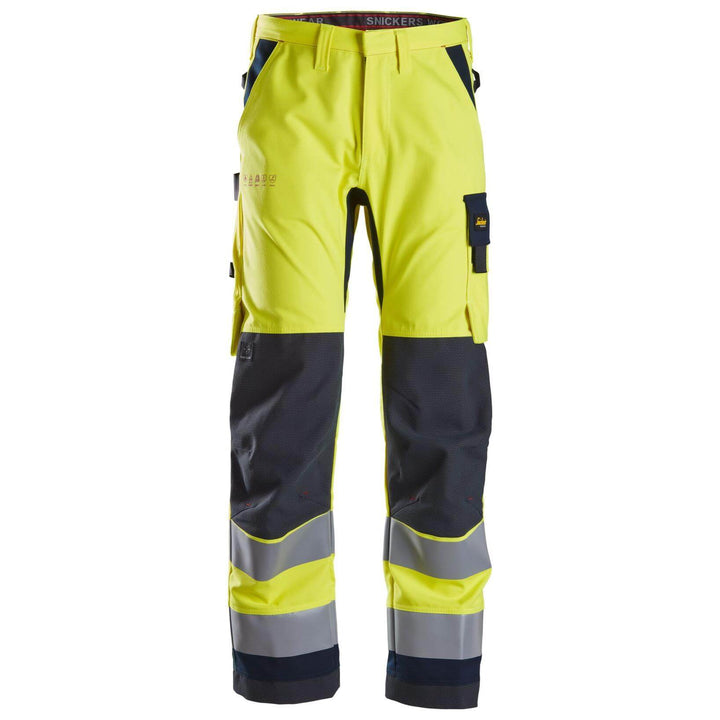 Snickers 6360 ProtecWork Hi Vis Work Trousers Class 2 Hi Vis Yellow Navy Blue Main #colour_hi-vis-yellow-navy-blue