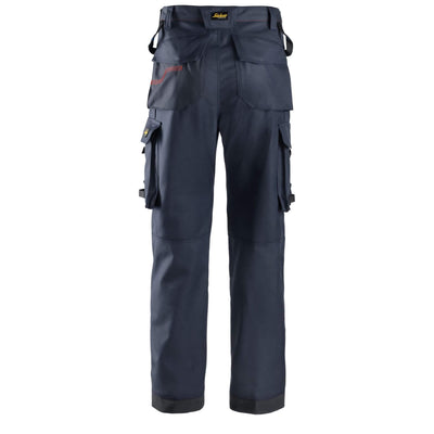 Snickers 6362 ProtecWork Work Trousers Equal Leg Pockets Navy back #colour_navy