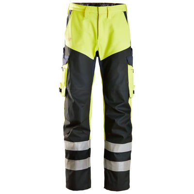 Snickers 6365 ProtecWork Hi Vis Trousers with Reinforced Front of Leg Class 1 Hi Vis Yellow Navy Blue Main #colour_hi-vis-yellow-navy-blue