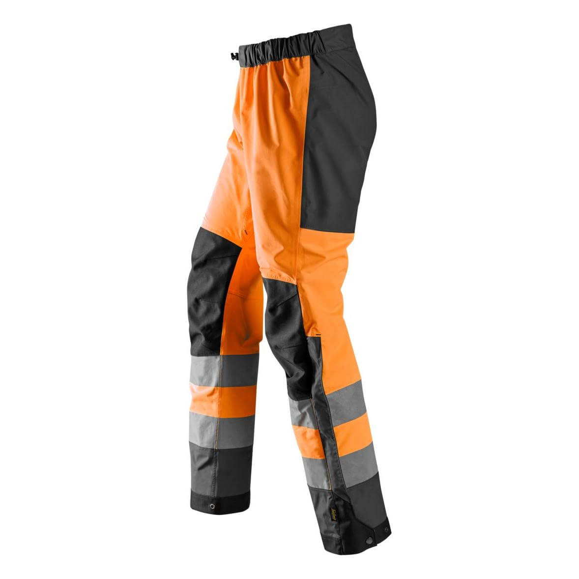 Snickers 6530 Hi Vis Waterproof Shell Over Trousers Class 2 Hi Vis Orange Steel Grey left #colour_hi-vis-orange-steel-grey