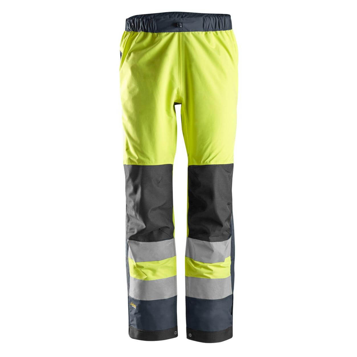 Snickers 6530 Hi Vis Waterproof Shell Over Trousers Class 2 Hi Vis Yellow Navy Blue Main #colour_hi-vis-yellow-navy-blue