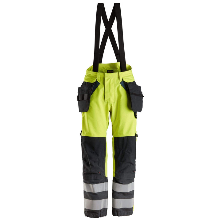 Snickers 6568 ProtecWork GORE TEX Hi Vis Waterproof Trousers with Holster Pockets Class 2 Hi Vis Yellow Navy Blue Main #colour_hi-vis-yellow-navy-blue