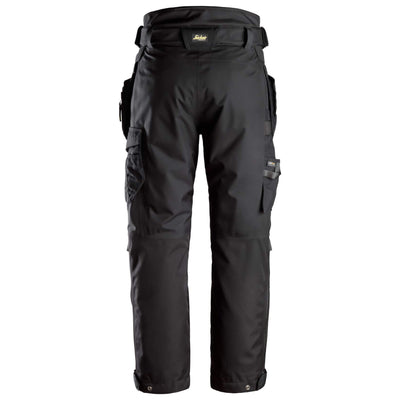 Snickers 6580 FlexiWork GORE TEX 37.5 Insulated Waterproof Trousers with Holster Pockets Black Black back #colour_black-black