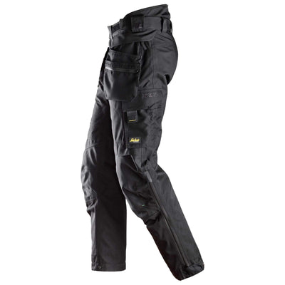 Snickers 6580 FlexiWork GORE TEX 37.5 Insulated Waterproof Trousers with Holster Pockets Black Black left #colour_black-black