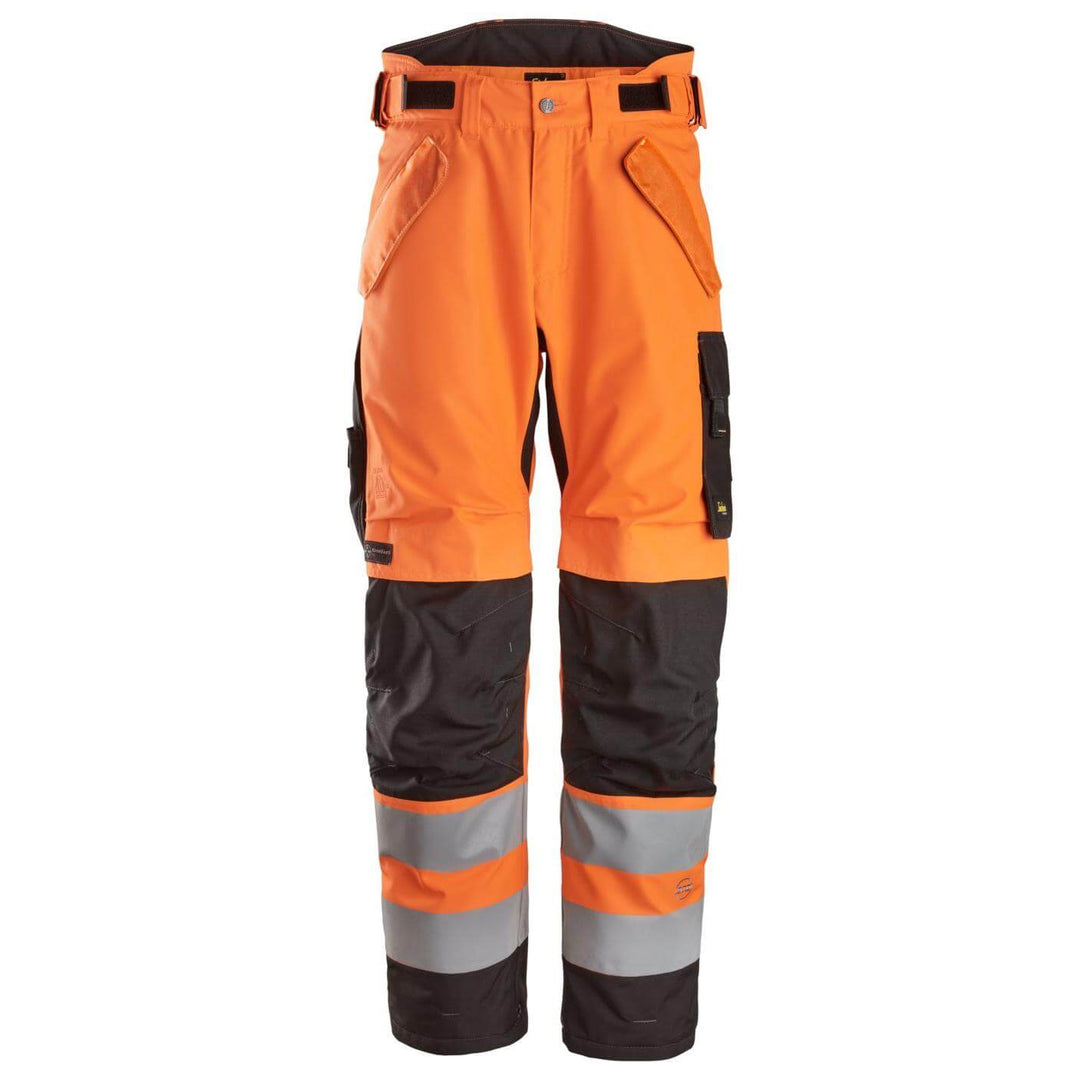 Snickers 6630 Hi Vis Waterproof 37.5 Winter 2 Layer Light Padded Trousers Class 2 Hi Vis Orange Black Main #colour_hi-vis-orange-black