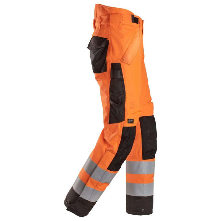 Snickers 6630 Hi Vis Waterproof 37.5 Winter 2 Layer Light Padded Trousers Class 2 Hi Vis Orange Black right #colour_hi-vis-orange-black