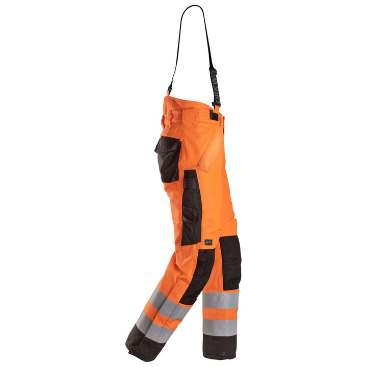 Snickers 6630 Hi Vis Waterproof 37.5 Winter 2 Layer Light Padded Trousers Class 2 Hi Vis Orange Black righthängslen #colour_hi-vis-orange-black