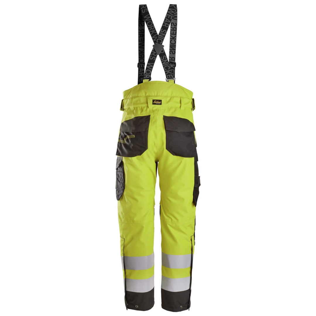 Snickers 6630 Hi Vis Waterproof 37.5 Winter 2 Layer Light Padded Trousers Class 2 Hi Vis Yellow Black backhängslen #colour_hi-vis-yellow-black