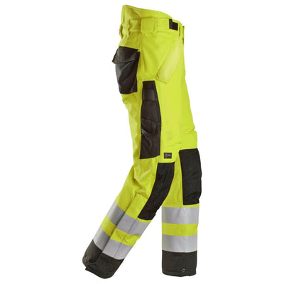 Snickers 6630 Hi Vis Waterproof 37.5 Winter 2 Layer Light Padded Trousers Class 2 Hi Vis Yellow Black right #colour_hi-vis-yellow-black