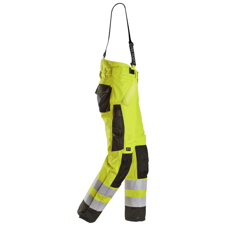 Snickers 6630 Hi Vis Waterproof 37.5 Winter 2 Layer Light Padded Trousers Class 2 Hi Vis Yellow Black righthängslen #colour_hi-vis-yellow-black