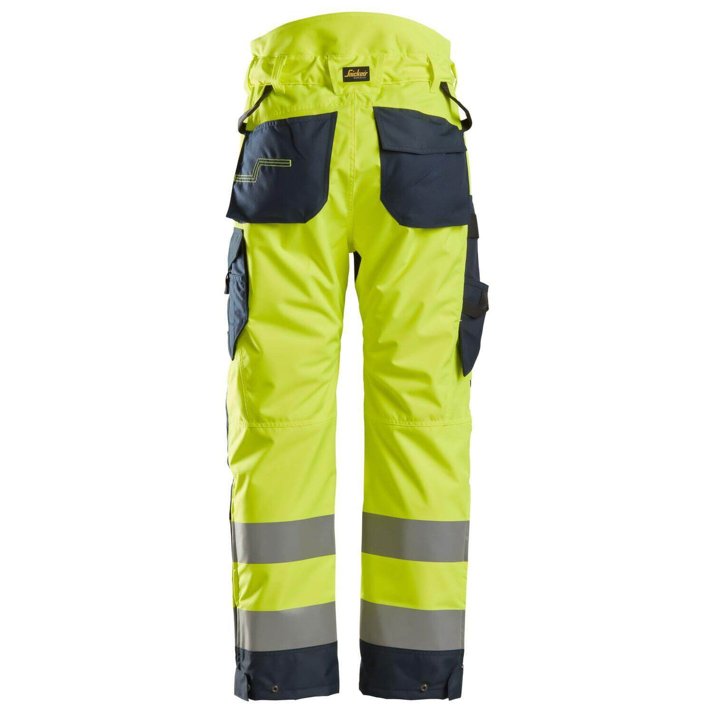 Snickers 6639 Hi Vis 37.5 Insulated Winter Trousers Class 2 Hi Vis Yellow Navy Blue back #colour_hi-vis-yellow-navy-blue