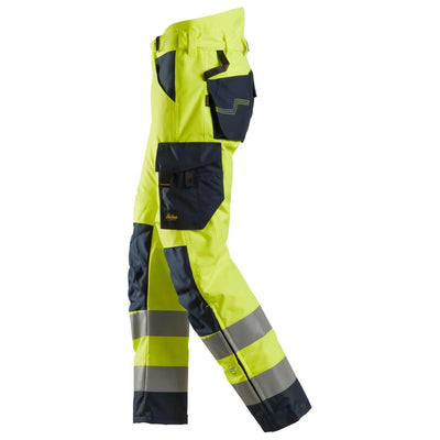 Snickers 6639 Hi Vis 37.5 Insulated Winter Trousers Class 2 Hi Vis Yellow Navy Blue left #colour_hi-vis-yellow-navy-blue