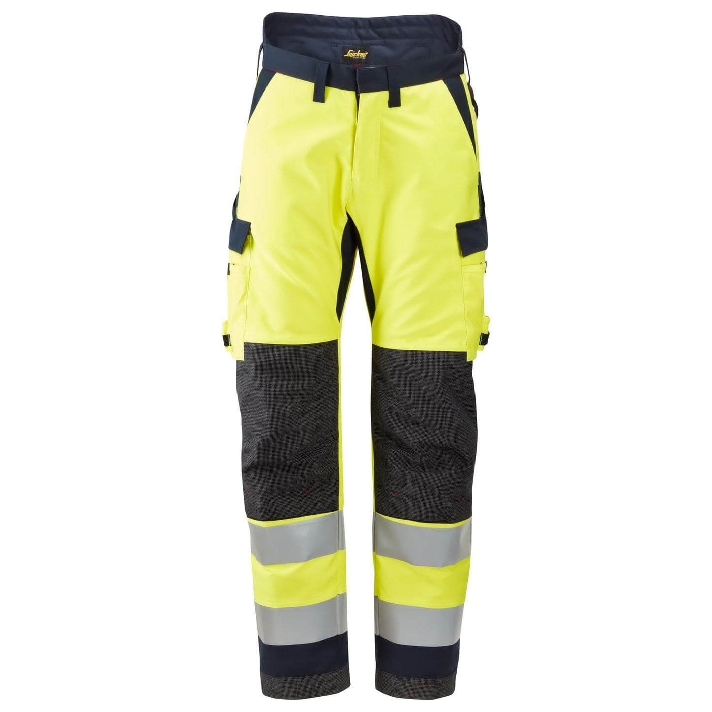 Snickers 6663 ProtecWork Hi Vis Insulated Winter Trousers Class 2 Hi Vis Yellow Navy Blue Main #colour_hi-vis-yellow-navy-blue