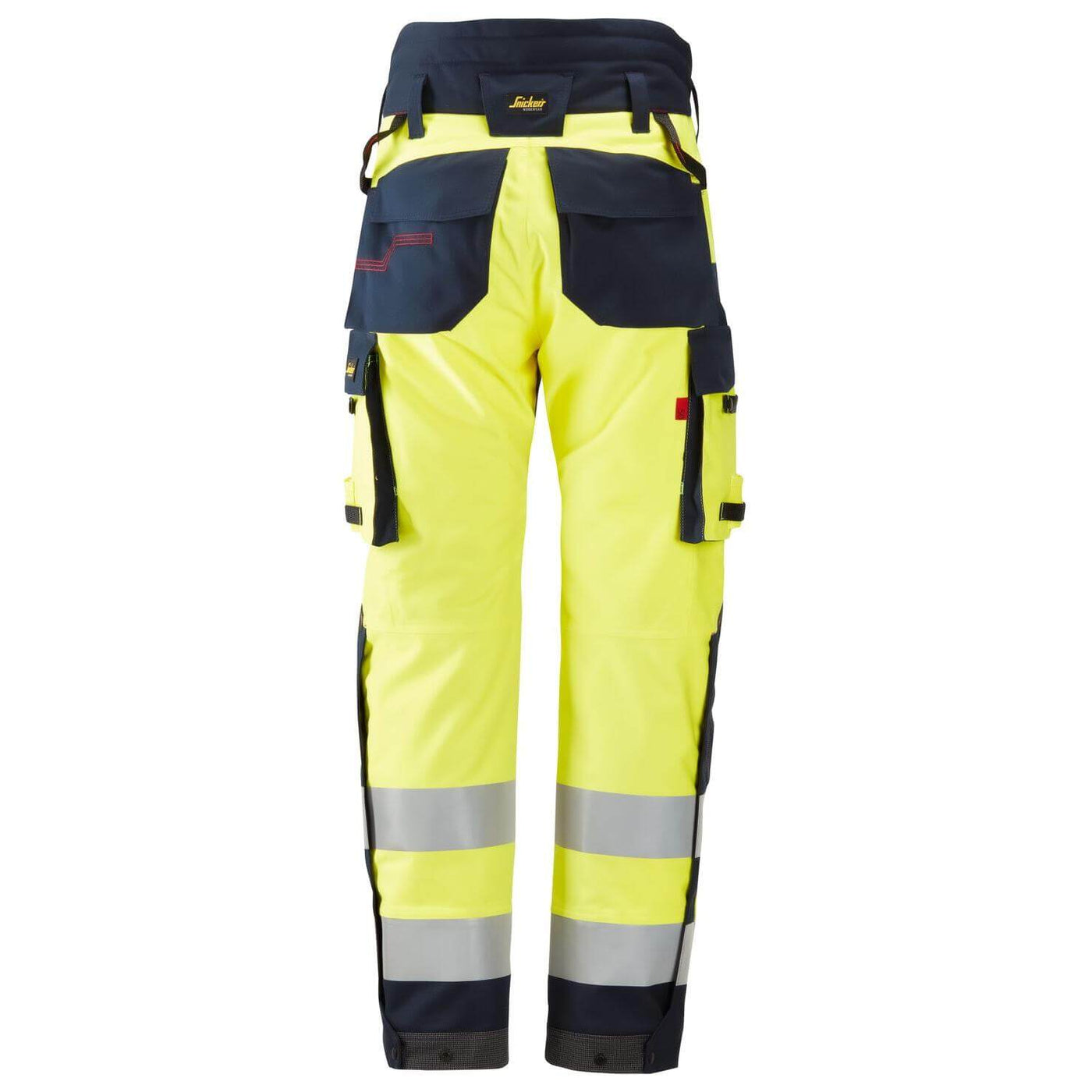 Snickers 6663 ProtecWork Hi Vis Insulated Winter Trousers Class 2 Hi Vis Yellow Navy Blue back #colour_hi-vis-yellow-navy-blue