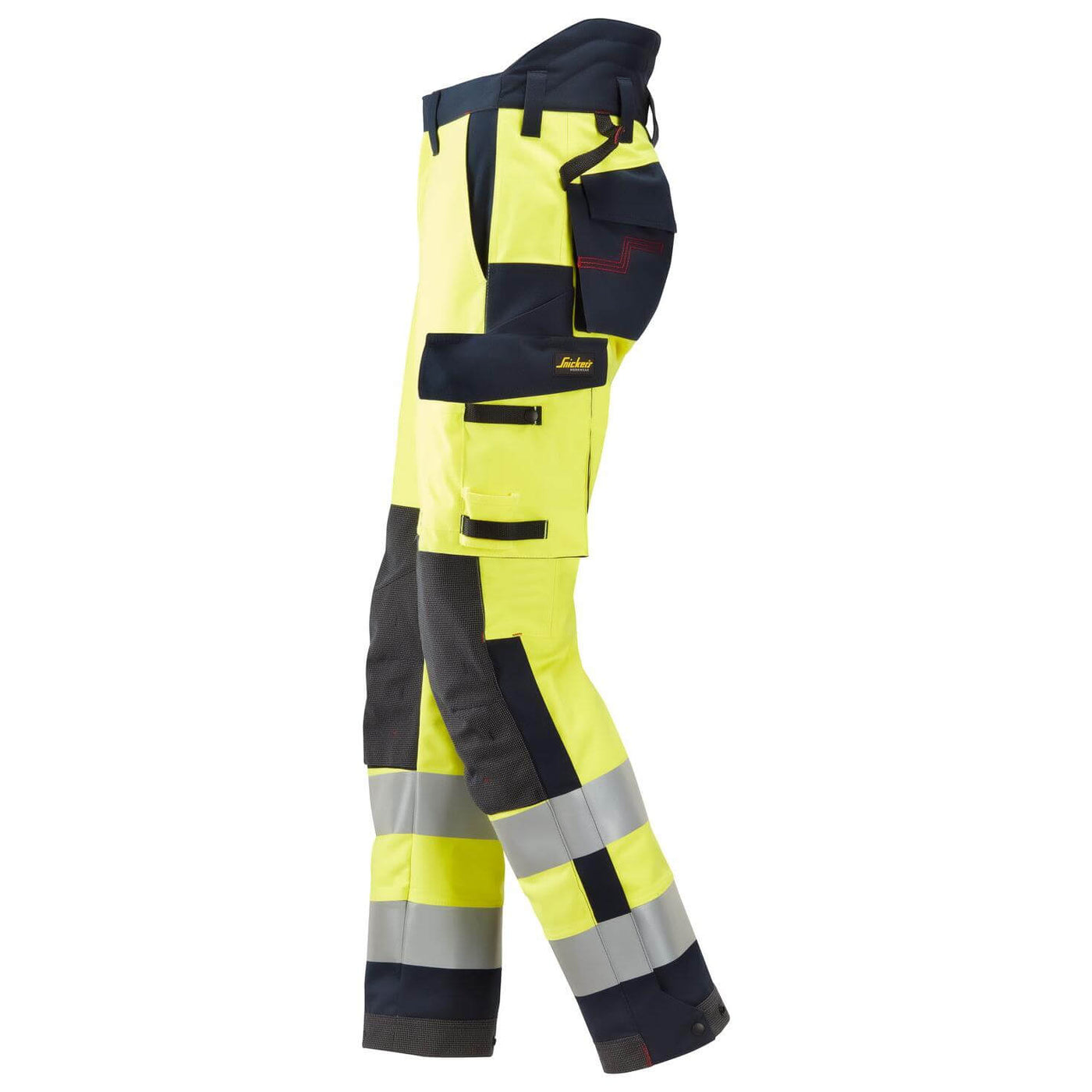 Snickers 6663 ProtecWork Hi Vis Insulated Winter Trousers Class 2 Hi Vis Yellow Navy Blue left #colour_hi-vis-yellow-navy-blue