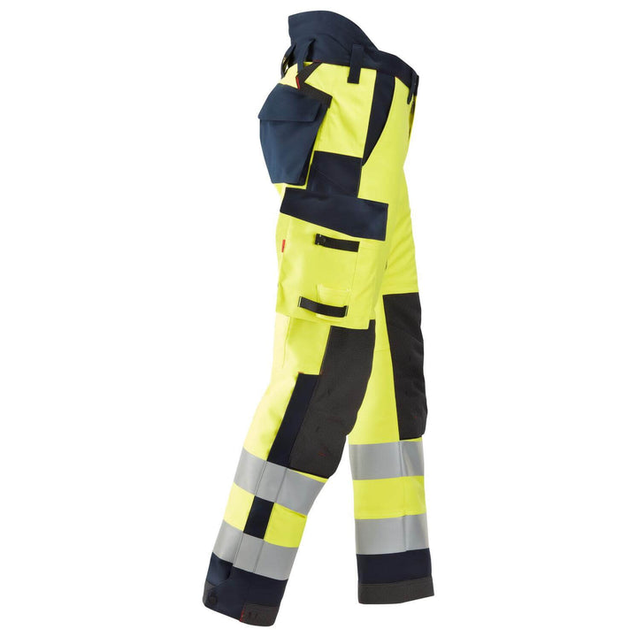 Snickers 6663 ProtecWork Hi Vis Insulated Winter Trousers Class 2 Hi Vis Yellow Navy Blue right #colour_hi-vis-yellow-navy-blue