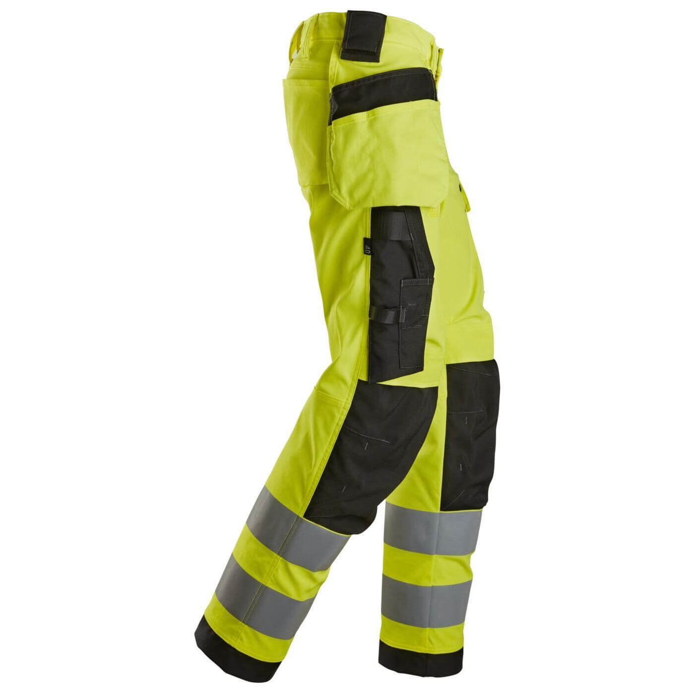 Snickers 6743 Hi Vis Womens Slim Fit Stretch Trousers Holster Pockets Class 2 Hi Vis Yellow Black right #colour_hi-vis-yellow-black