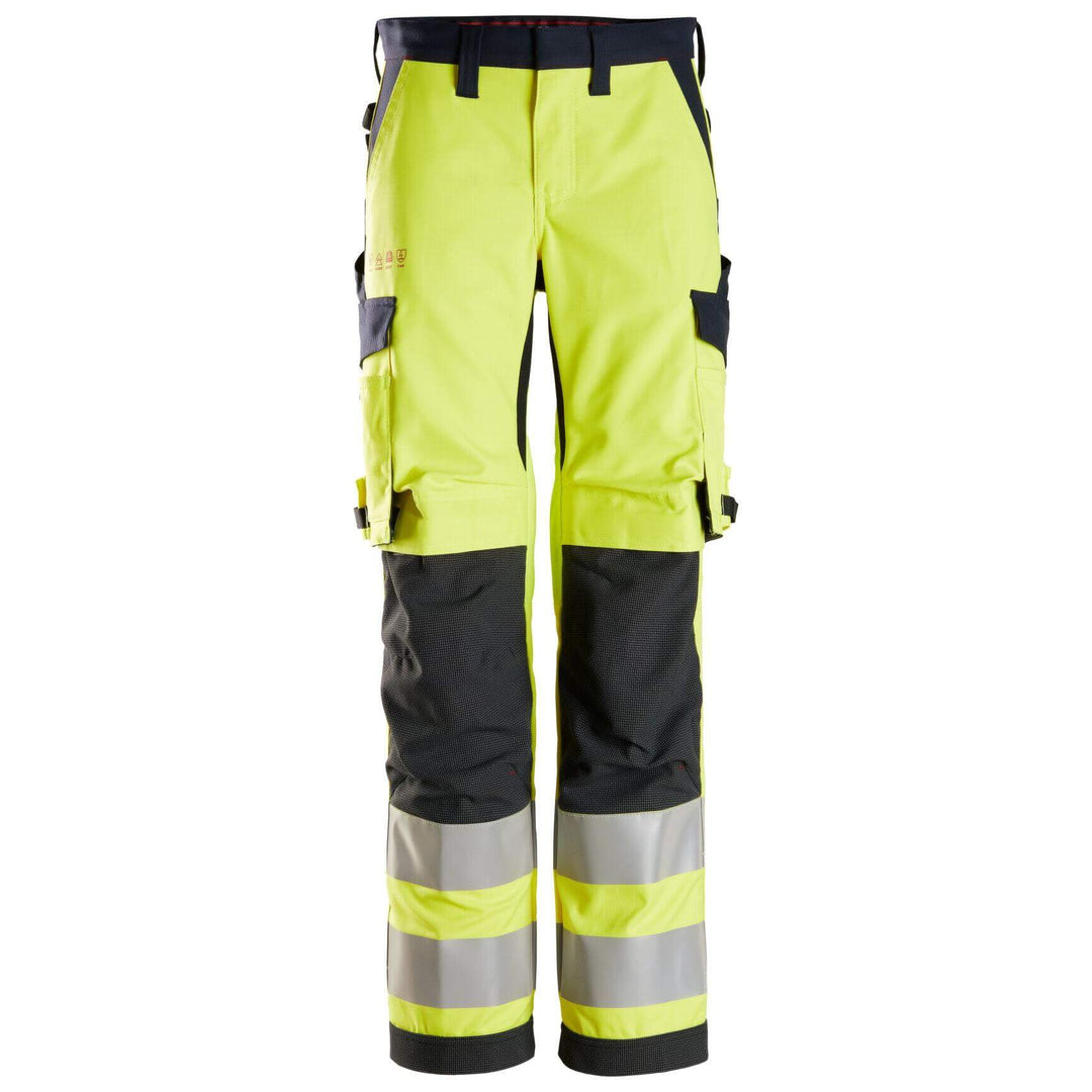 Snickers 6760 ProtecWork Hi Vis Womens Trousers Class 2 Hi Vis Yellow Navy Blue Main #colour_hi-vis-yellow-navy-blue