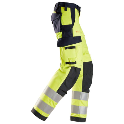 Snickers 6760 ProtecWork Hi Vis Womens Trousers Class 2 Hi Vis Yellow Navy Blue right #colour_hi-vis-yellow-navy-blue