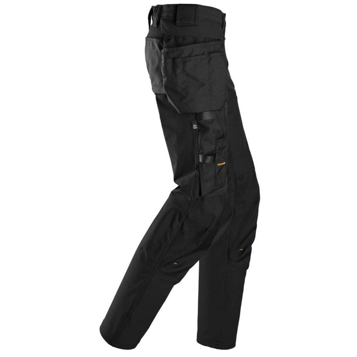 Snickers 6771 AllroundWork Womens Full Stretch Slim Fit Trousers with Detachable Holster Pockets Black Black right #colour_black-black