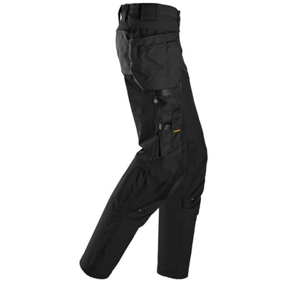 Snickers 6771 AllroundWork Womens Full Stretch Slim Fit Trousers with Detachable Holster Pockets Black Black right #colour_black-black