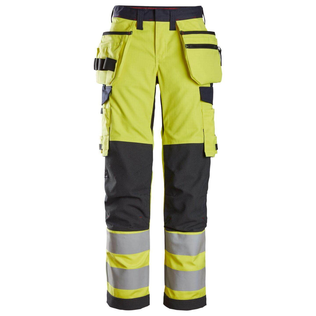 Snickers 6797 ProtecWork Womens Hi Vis Trousers with Holster Pockets Class 2 Hi Vis Yellow Navy Blue Main #colour_hi-vis-yellow-navy-blue