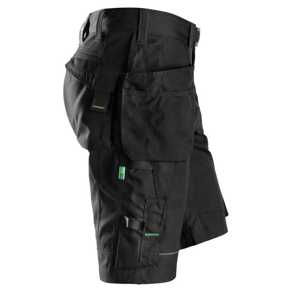 Snickers 6904 FlexiWork Lightweight Work Shorts with Holster Pockets Black Black right #colour_black-black