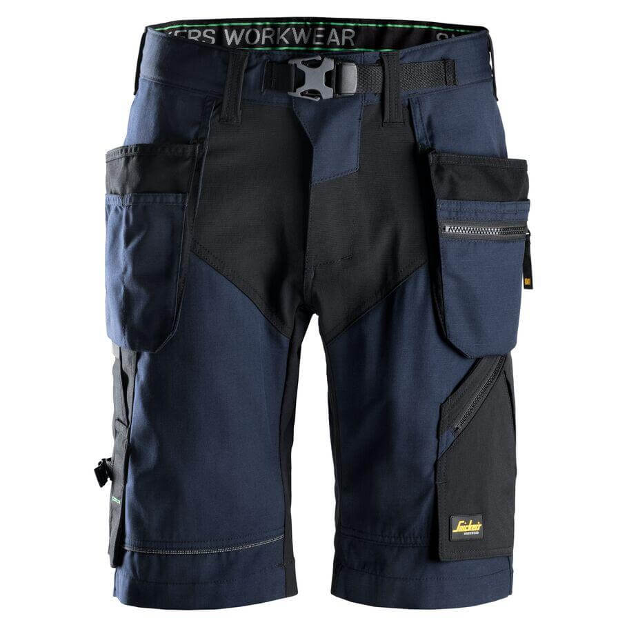Snickers 6904 FlexiWork Lightweight Work Shorts with Holster Pockets Navy Black 3108804 #colour_navy-black