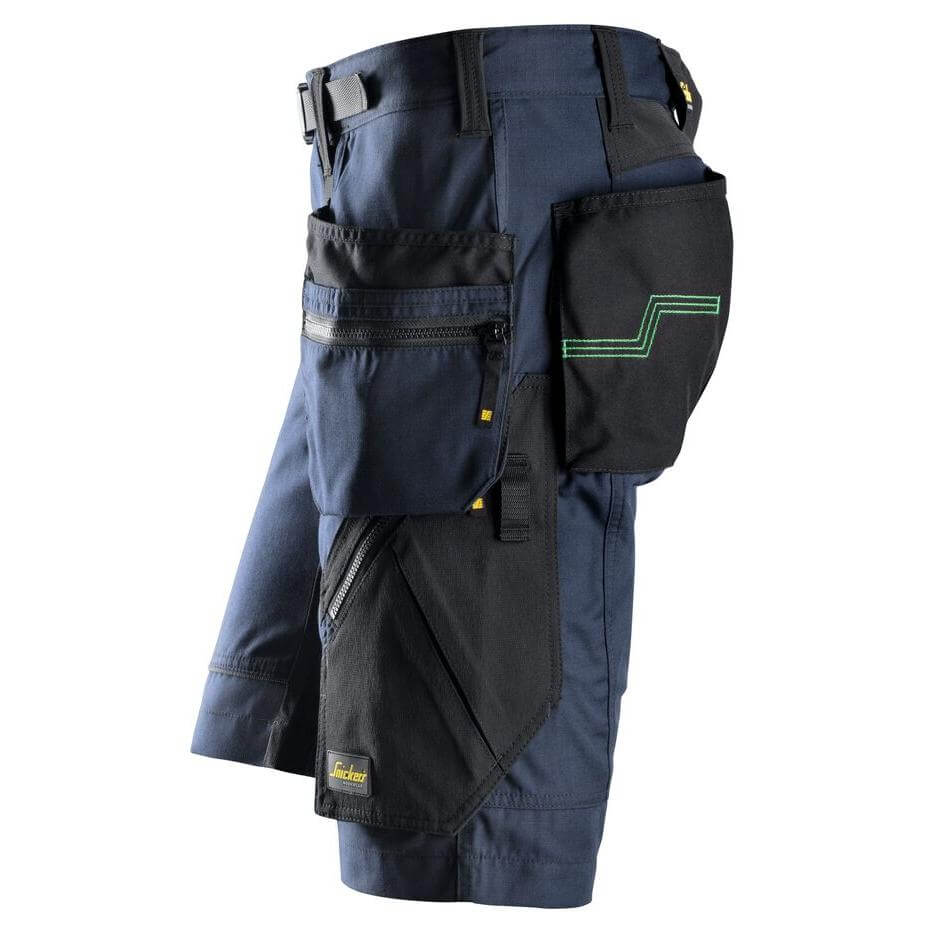Snickers 6904 FlexiWork Lightweight Work Shorts with Holster Pockets Navy Black left #colour_navy-black